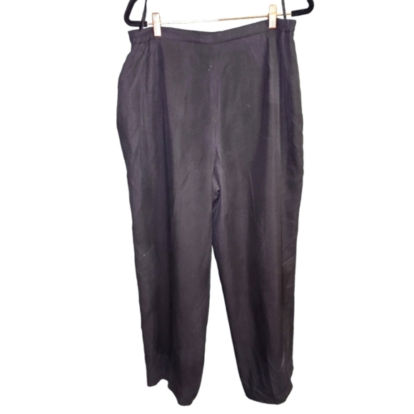 Valerie Steven's Silk Black Stright Leg Pant size 18 Pleated Lined Plus - Picture 2 of 6